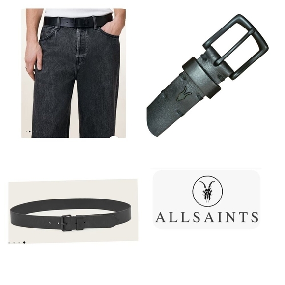 AllSaints Size 34 Gunmetal Leather Belt men - Picture 7 of 7
